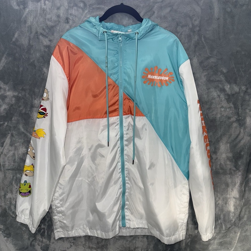Nickelodeon Slime Character Windbreaker Jacket Coat Mens Sz Large